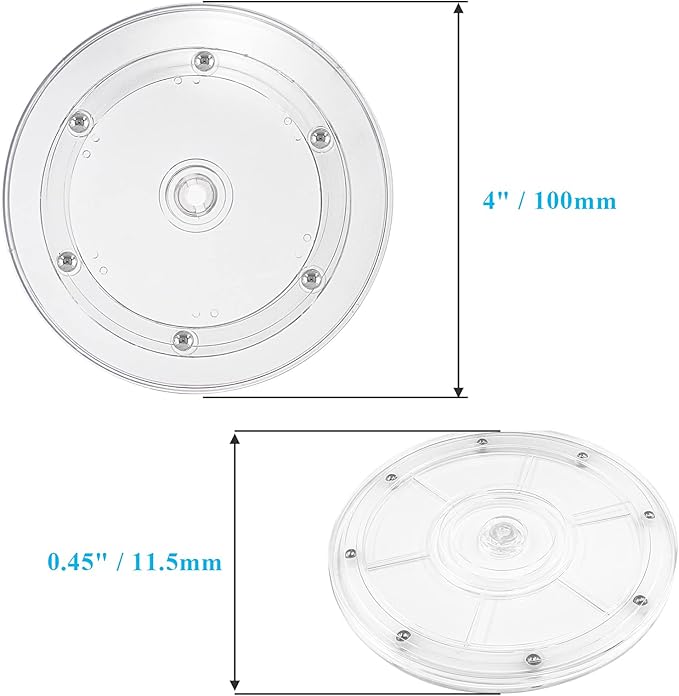 Jersvims 2Pcs 4 Inch Acrylic Turntable Platter, Transparent Turntable Organizer Round Rotating Plate for Kitchen Pantry Cabinet Desk Rack Spice Cake Cookie Decorating