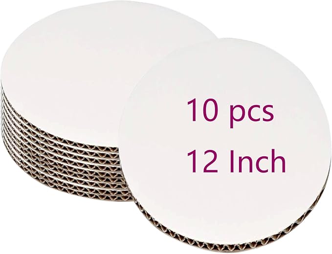 10pcs White Cake Boards 12 inch Round Disposable Cake Circle Plate Waterproof and Oil-Proof Cake Boards Sturdy Cake Trays for Cake DIY Bread Dessert and Crafts Display (12 Inch-Pack of 10)