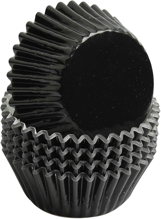 Black-Foil Cupcake Case Liners 100 Pcs Metallic Paper Baking Cups for Birthday Parties, Weddings or Baby showers …