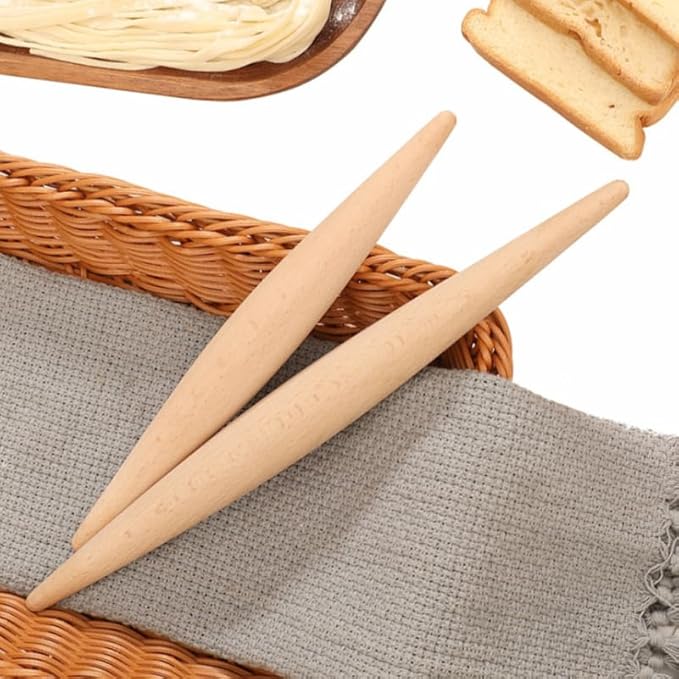 Zerodeko Chinese Dumpling Rolling Pin Wooden Rolling Stick Non-slip Handle for Home Restaurant