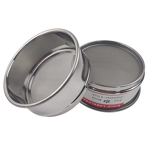 LABALPHA 250 Mesh Lab Sieves, Test Sieve #250 Mesh, 4'' Diameter, 304 Stainless Steel Wire Cloth (0.063mm)