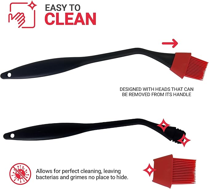 Pastry Brush Basting for Cooking Barbecue Grill Silicone Ergonomic Angled Removable Head