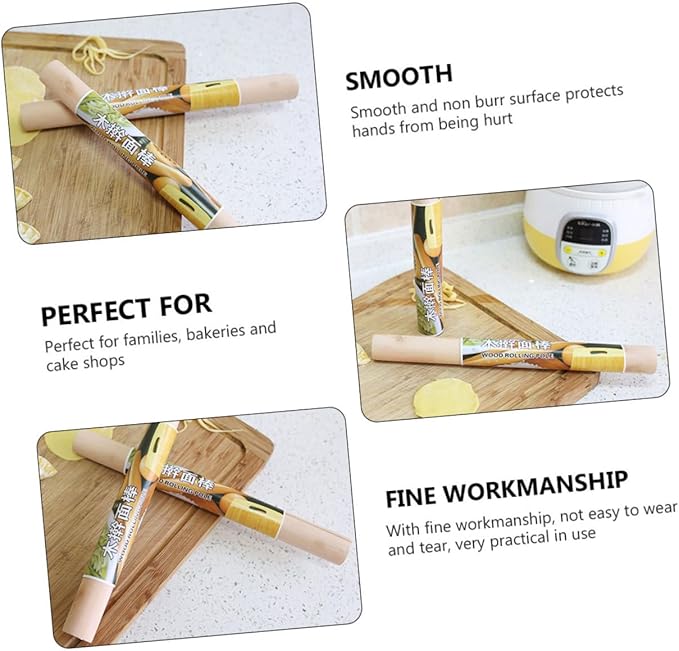10pcs Rolling Pin Wooden Dough Roller French Cookies from France Wood Biscuits Dough- Smooth Roller Wood Dough Roller Baking Tool Clay Tools Pie Crust Cake Dumpling