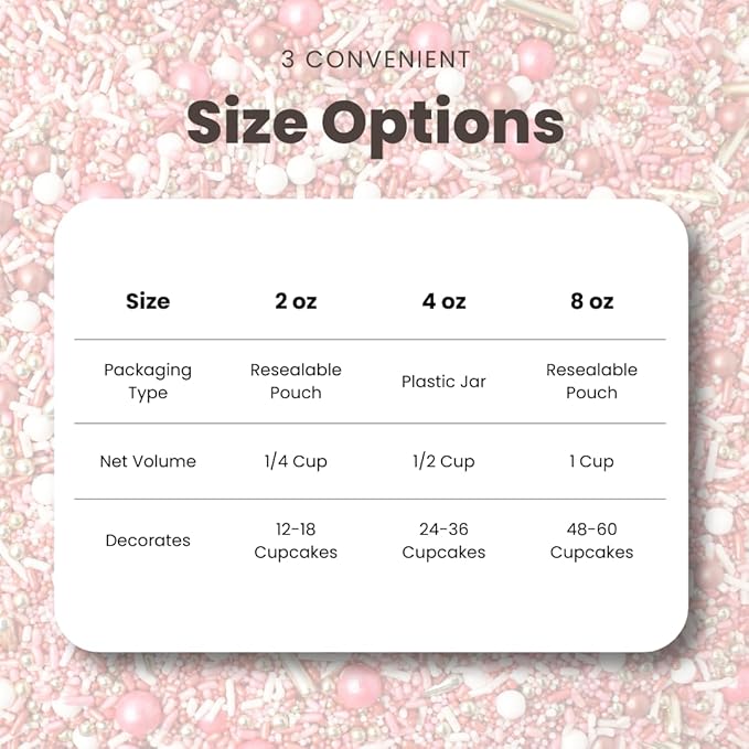Sprinkle Pop Vintage Rose Gold Sprinkle Mix| Blush White Rose Gold Sprinkles with Gold Dragees| Sprinkles Made in USA for Decorating Wedding Bridal Shower Valentines Day Cakes Cookies Cupcakes, 4oz