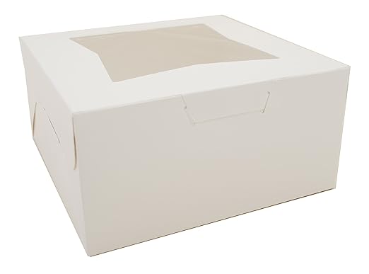 SCT white window bakery boxes with tuck-in lid, 10 x 10 x 5, white, paper, 150/carton