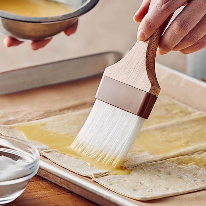 AME D'ESSENCE 3-Inch Pastry Brush – Nylon Bristle Basting & BBQ Marinade Brush with Lacquered Hardwood Handle for Cooking & Baking