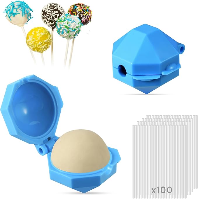 2 Pcs Round Cake Pop Mold with 100 Sticks,ABS Cake Mold, Non-Stick Baking Mold for Perfect Cake Pops,DIY Dessert Maker for Home Baking,Wedding Desserts,Birthday Parties