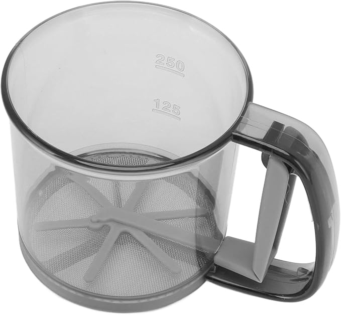 Sifter For Baking, Flour Sifter Stainless Steel Flour Sifter with Uniform Holes Semi Automatic Flour Strainer Cup For Making Cakes, Puffs, And Breads