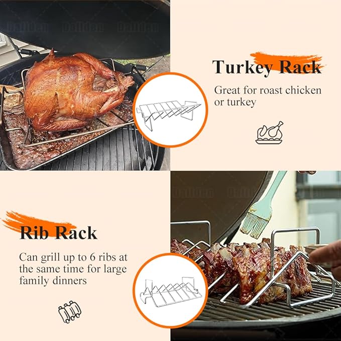 Roasting Pan Kit 15.5x11.5 Inch, Stainless Steel Turkey Roaster Baking Pan for Ovens-Heavy Duty Turkey Roaster V Rack & Cooling Rack, Deep Broiling Pan for Thanksgiving Christmas,Dishwasher Safe