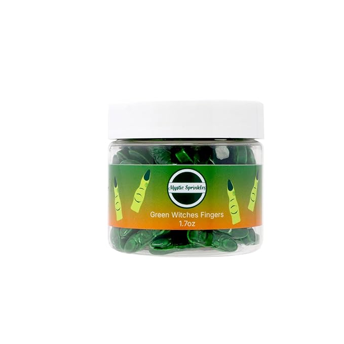 Mystic Sprinkles Halloween Candy Shape Sprinkles (Green Witches Fingers, 2oz Jars)