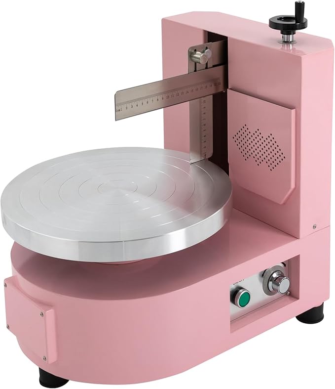 LOYALHEARTDY 14.17 inch Cake Spreading Machine 11-Speed Regulating Turntable, Cake Decorating Machine, Cake Icing Machine with Scale Spatula, Pink Cake Spreading Machine