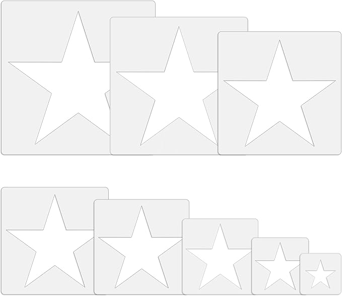 Large Star Stencil for Painting Template 5 Point Star Template Reusable Plastic Stencils,for Home Decoration Arts Paper Fabric Flag(8 Sizes)
