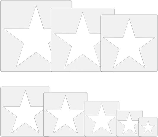 Large Star Stencil for Painting Template 5 Point Star Template Reusable Plastic Stencils,for Home Decoration Arts Paper Fabric Flag(8 Sizes)
