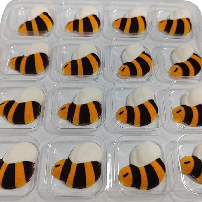 Edible Candy 3D Bee Cake Decorations Dessert Sugar Sprinkles for Cake Decorating Cookie DIY Cupcake Topper Icing Frosting Decoration Birthday Halloween Christmas Party Supplies