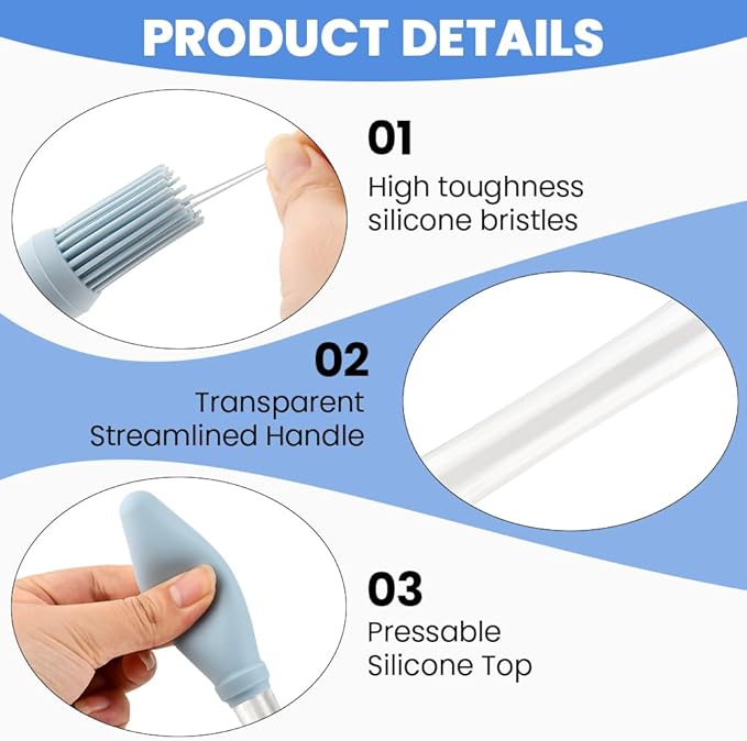 Basting Brush for Cooking, Heat Resistant Spread Oil Butter Sauce, Silicone Heat Resistant Pastry Brushes, Food Brush for Cooking, BBQ, Barbecue, Baking Tool Kitchen Gadget(COLOR:Blue)