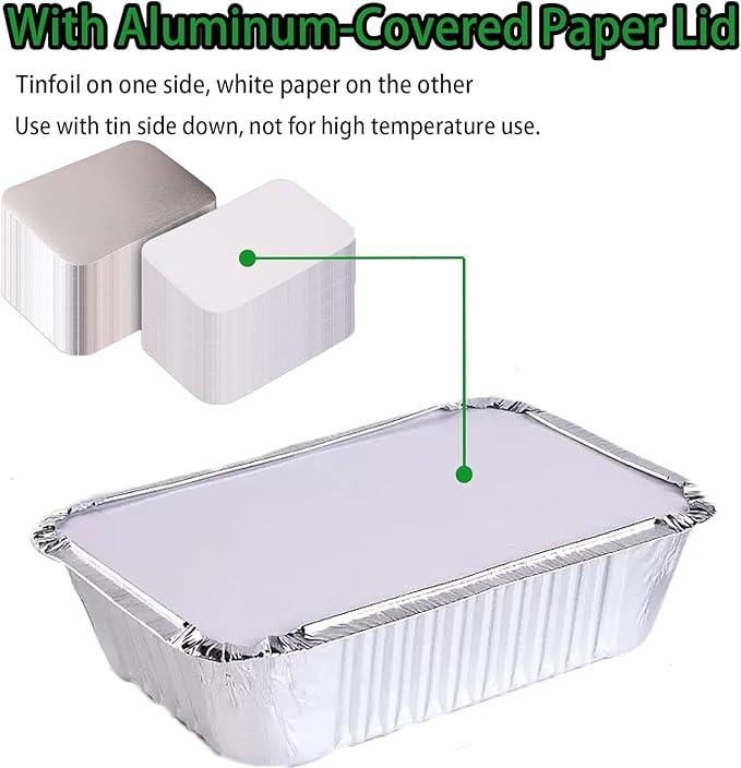 BIBRADAA® 60 Pack Aluminum Pans with Lids,2200ml(4.4LB)/1100ml(2.4LB)/700ml(1.5LB) Foil Pans with Lids,Aluminum Foil Pans,For Catering,Meal Prep and Takeout.