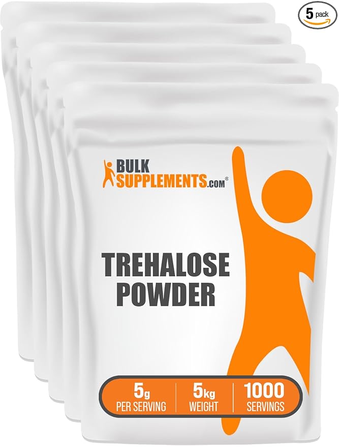 BulkSupplements.com Trehalose Powder - Natural Sweetener, Trehalose Sugar Substitute - Vegan & Gluten Free, 5g per Serving, 5kg (11 lbs) (Pack of 5)