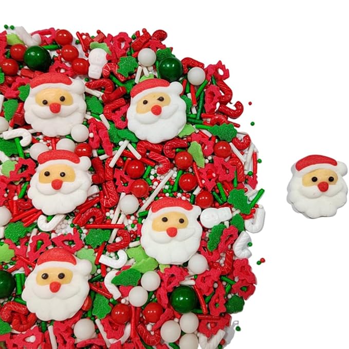 Homankit Christmas Sprinkles for Cake Decorating Edible Santa Claus Candy Sprinkle Mix Cake Cupcake Toppers Cookie Dessert Decorations with 6 Pieces Santa Claus