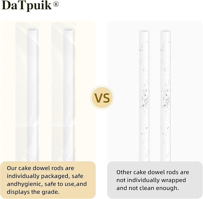 6PCS 24 Inch White Plastic Cake Dowel Rods for Tiered Cake Construction and Stacking Supporting Round Dowels Straws with 0.51 Inch Diameter