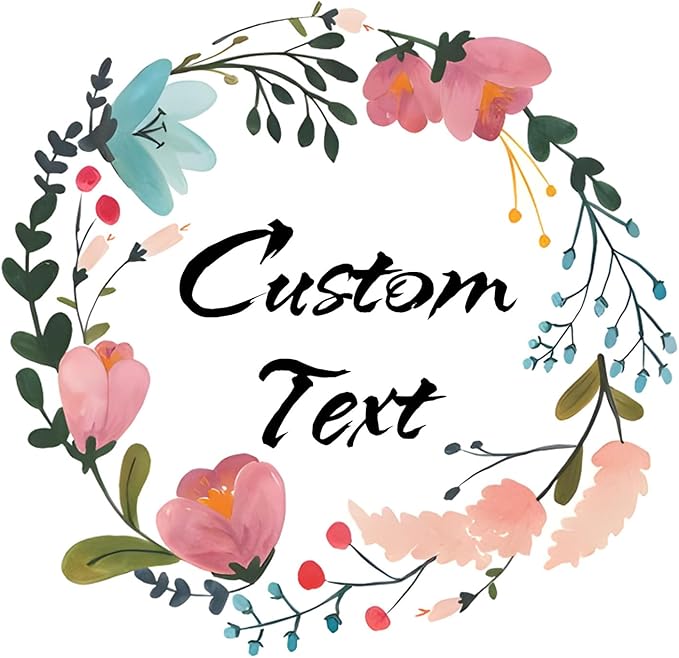 Custom Stickers for Weddings, Birthdays & Businesses - Personalized Labels with Your Logo - Waterproof, Fade and Heat Resistant - Pack of 100-1000 (Wreath M, 1.5 Inch)
