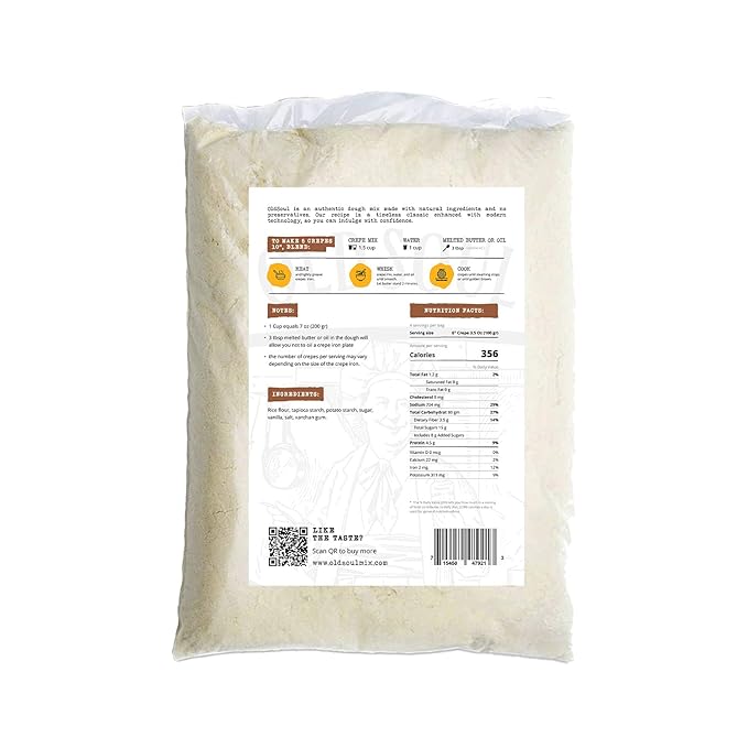 OldSoul Professional Crepe Mix | Original Dough Mix | Classic Flavour | 5 Lbs | 36 Crepes (5 Lbs, Gluten Free & Vegan)