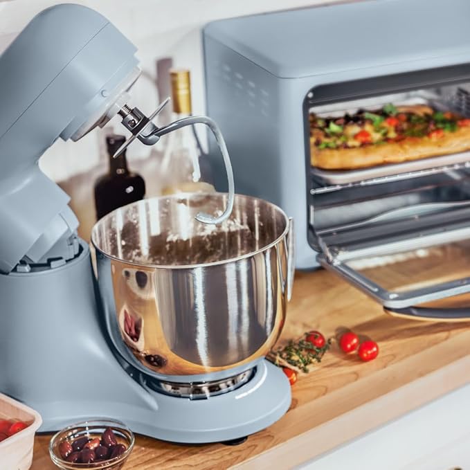 Beautiful 5.3QT 300W Stand Mixer with 12 Speeds, Tilt-Head, Splash Guard & Dishwasher-Safe Accessories, Soft Matte Finish – Mixes Up to 9 Dozen Cookies, Includes Dough Hook & Whisk (Cornflower Blue)