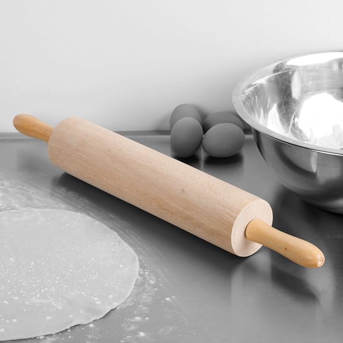 Betolla 15-Inch Wooden Rolling Pin – Hardwood Dough Roller with Smooth Rollers for Baking Bread, Pastry, Cookies, Pizza, Pie & Fondant