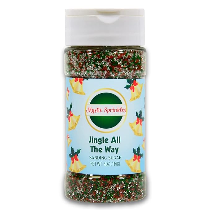 Mystic Sprinkles Christmas Holiday Sprinkle Mixes (Jingle All The Way Sanding Sugar 4oz)