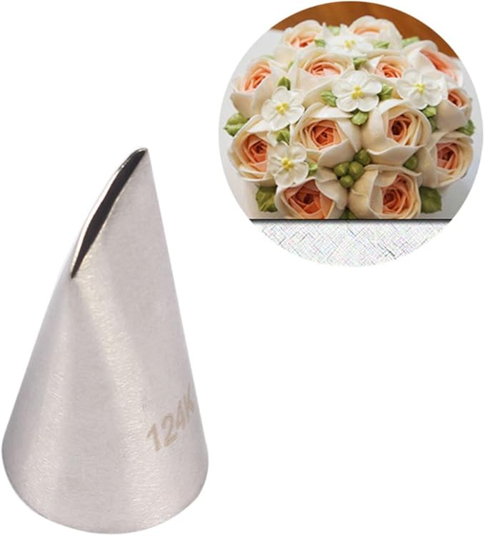 FantasyDay 5 piece Stainless Steel Rose Flower Piping Tips Piping Nozzles Cake Decorating Supplies Cookies Cupcake Icing Decorating Supplies Decorating Kits Frosting Icing Tips Baking Set Tools #4