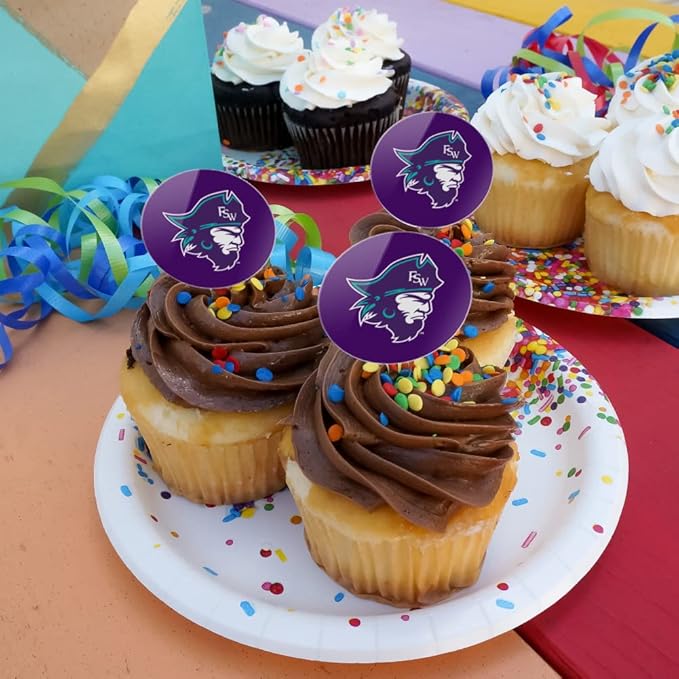Florida Southwestern State College Primary Logo Cupcake Picks Toppers Decoration Set of 6