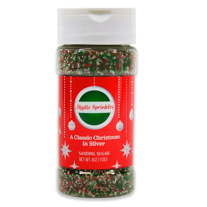 Mystic Sprinkles Christmas Holiday Sprinkle Mixes (A Classic Christmas In Silver Sanding Sugar 4oz)