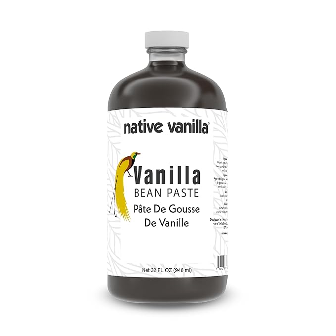 Vanilla Bean Paste - Native Vanilla - All Natural Pure Vanilla Bean Paste - Made with Organic Agave Syrup - For Cooking, Baking & Desserts - 100% Vegan & Kosher - Non-GMO & Gluten-Free - 32 oz
