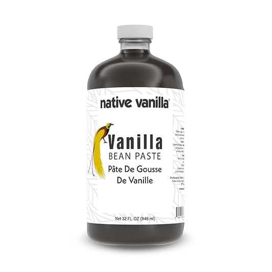 Vanilla Bean Paste - Native Vanilla - All Natural Pure Vanilla Bean Paste - Made with Organic Agave Syrup - For Cooking, Baking & Desserts - 100% Vegan & Kosher - Non-GMO & Gluten-Free - 32 oz