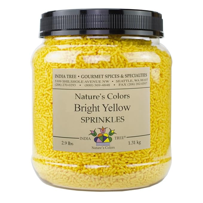 India Tree Nature's Colors Bright Yellow Sprinkles - 2.9 lb Bulk | Natural, Vegan, Non-GMO, Top 9 Allergen-Free
