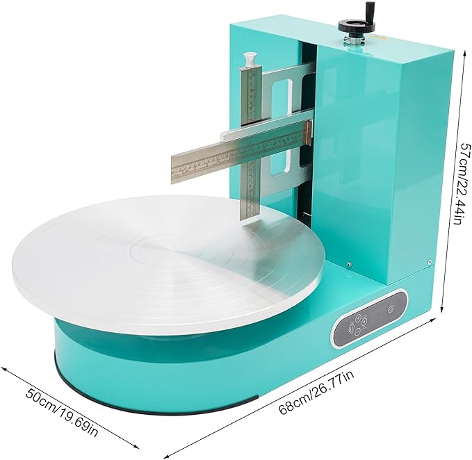 Cake Icing Machine 200W Auto Cream Spreading Machine w/Scraper & LCD Display, Professional Cake Decorating Machine Frosting Turntable for 4-16 Inch Cakes, 7.87" Height Adjustable of Spatula (Green)