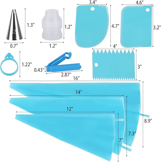 39-Piece Piping Bags and Tips Set, 24 Piping Tips & Reusable Icing Bags (12/14/16 Inch) - Cake Decorating Kit for Frosting, Cupcakes, Cookies