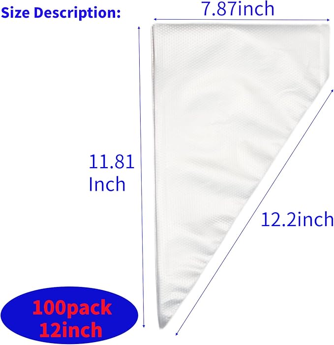 Tipless Piping Bags Disposable,100Pcs 12Inch Pastry Bags for Royal Icing and Frosting and Cake Decorating,Thick,Non-slip for all Size Tips and Couplers,Cakance