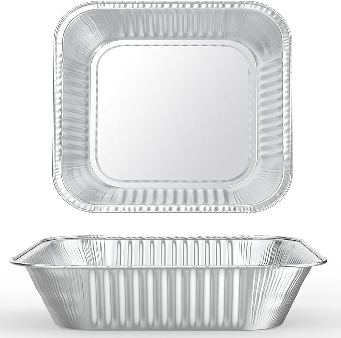 WANBAO 50 Pcs Disposable Aluminum Tin Foil Baking Pans Bakeware Square 8'' X 8'' X 2'' Inch Meal Prep for Catering, Baking Cakes, Breads, Brownies, Bread, Meatloaf, Lasagna