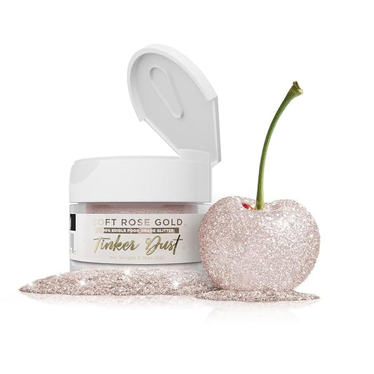 Bakell - Soft Rose Gold Tinker Dust (5g, 1x Jar) Edible Glitter for Food, Desserts, and Beverages!