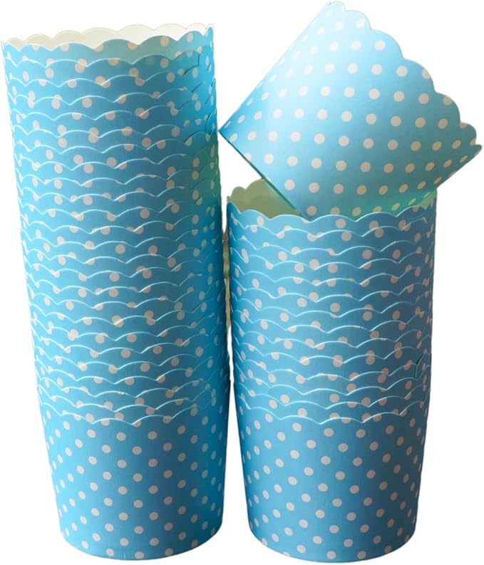 Paper Baking Cups (Polka Dots), Greaseproof Disposable Cupcake Liners (Turquoise, Large Cups (50-Pack))
