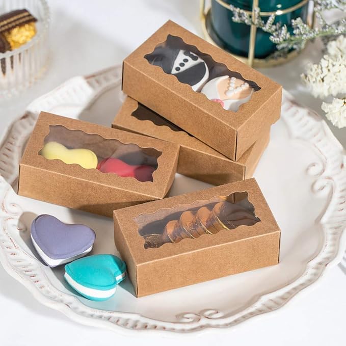 JCXGRVC small treat boxes with window - 35pcs candy box for chocolate & bakery treats - 4.17 x 2.16 x 1.37 inches small bakery boxes