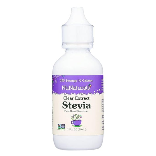 NuNaturals Clear Extract Stevia, Plant-Based Sweetener, Plastic Bottle, 2 oz