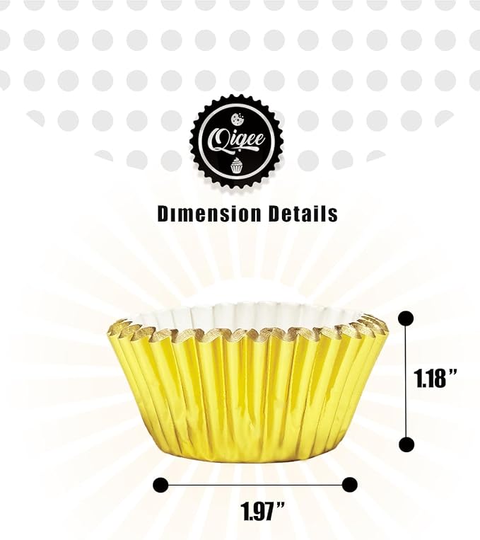 qiqee Gold Foil Cupcake Liners For Baking 150pcs Baking Cups Thick ＆ Sturdy, Oil Resistance, Muffin Liners Paper(Standard Size)