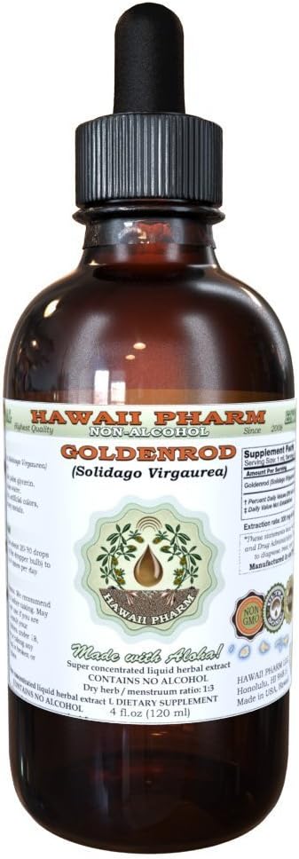 Goldenrod Alcohol-Free Liquid Extract, Organic Goldenrod (Solidago virgaurea L.) Dried Herb Glycerite 4 oz