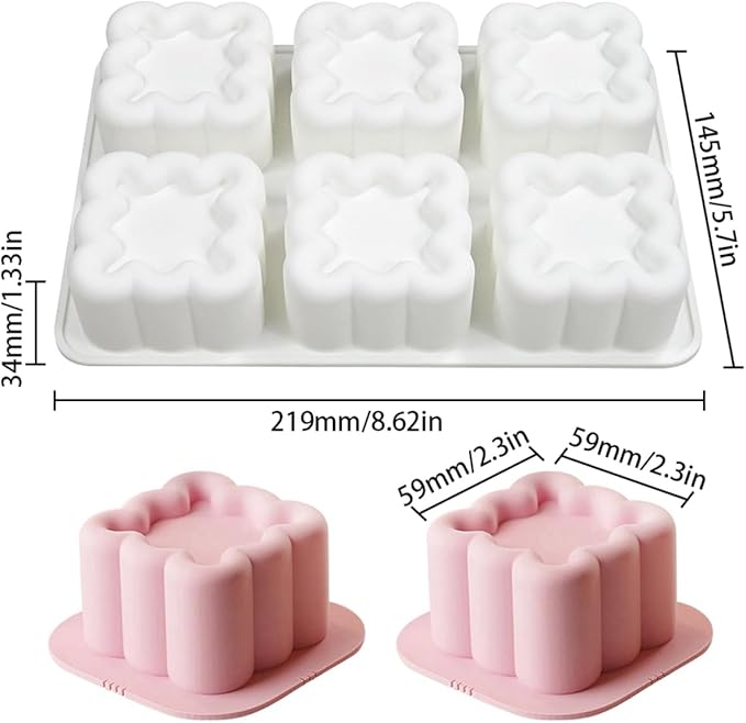 mostsom Square Silicone Mousse Cake Mold Easy Using Non-stick Baking Mold for Cake Decorating DIY Bakeware Tools (D_ Square Flower)
