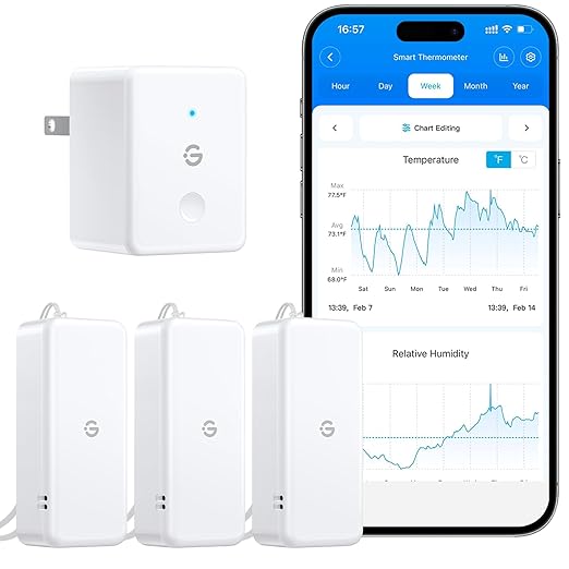 GoveeLife 2.0 WiFi Hygrometer Thermometer 3 Pack, Smart Humidity Temperature Sensor with App Notifications, Temperature Humidity for Bedroom, Wine Cellar, Basements(Only Support 2.4G Wi-Fi)