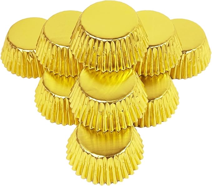 qiqee Gold Foil Cupcake Liners For Baking 150pcs Baking Cups Thick ＆ Sturdy, Oil Resistance, Muffin Liners Paper(Standard Size)