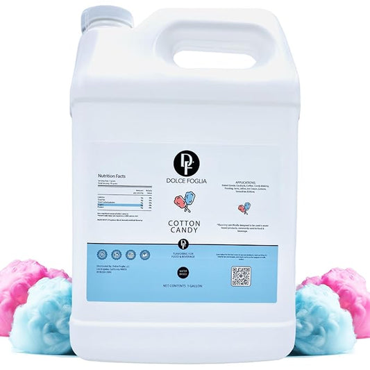 Dolce Foglia Cotton Candy Flavoring – 1 Gallon – Multipurpose Flavoring for Baked Goods, Beverages & Desserts – Intense Aroma with Low Use Rate | 0.25-0.45% (Cotton Candy, 1 Gallon)