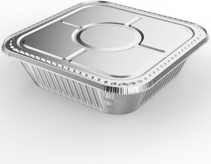 WANBAO 20 Pack Foil Pans with Lids 8 X 8 Inch Disposable Aluminum Tin Foil Baking Pans Meal Prep for Catering, Baking Cakes, Breads, Brownies, Bread, Meatloaf, Lasagna