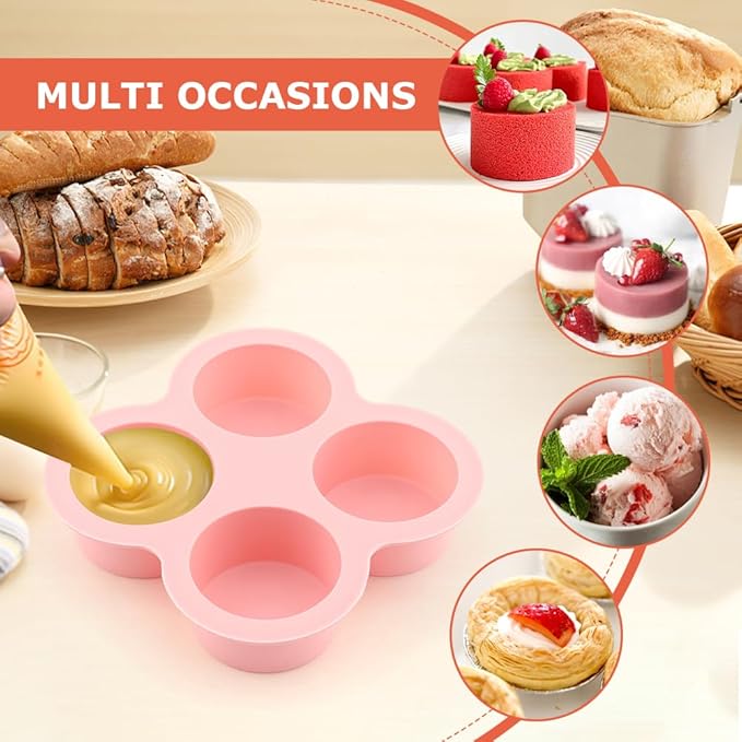 Silicone Air Fryer Egg Mold and Cupcake Pan, Muffin Tin with Oil Brush, Non-Stick Molds for Air Fryer Toaster Oven, 2Pcs Egg Molds
